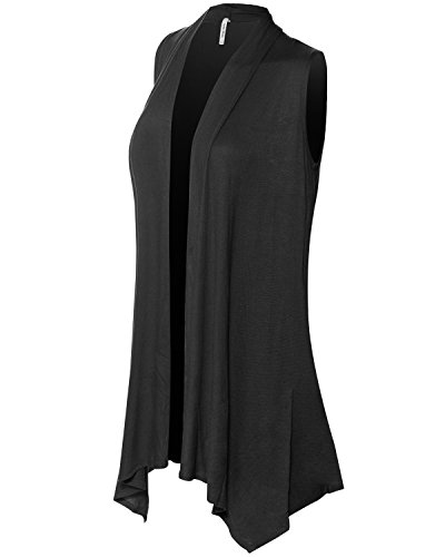 Design by Olivia Women's Lightweight Sleeveless Draped Open Front Cardigan Vest