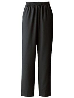 Donnkenny Elastic-Waist Gabardine Pull-On Pants - Wrinkle Resistant Easy Care and Wear Customer Favorite, Black, 10