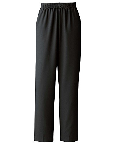 Donnkenny Elastic-Waist Gabardine Pull-On Pants - Wrinkle Resistant Easy Care and Wear Customer Favorite, Black, 10