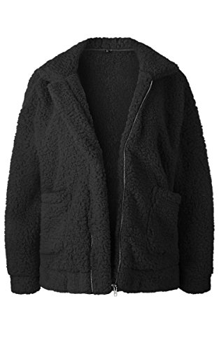 ECOWISH Women's Coat Fleece Jacket Sherpa Fuzzy Faux Shearling Lapel Zipper Casual Winter Warm Oversized Outwear - Image 6