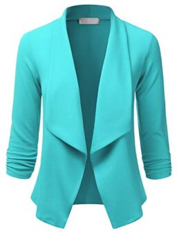 EIMIN Women's 3/4 Sleeve Blazer Open Front Office Work Cardigan Jacket (S-3XL)