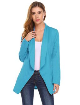 ELESOL Blazer Jackets for Women Long Sleeve Open Front Business Casual Outfits Work Suit Jackets with Zipper Pockets S…