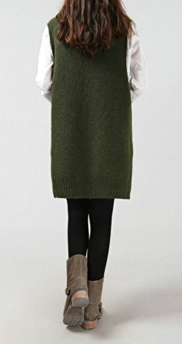 ELFJOY Women's Knitted Vest Solid Color Sleeveless Sweater Vest with Pockets ArmyGreen Medium - Image 6