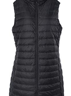 ELFJOY Women's Long Down Vest Zipper Lightweight Puffer Jackets with Hood