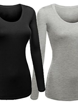 Emmalise Women's Basic Athletic Fit Tshirt Long Sleeves Round Crew Neck Tee