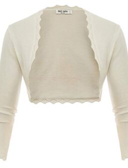 GRACE KARIN Women's 3/4 Sleeve Open Front Scalloped Knit Cropped Bolero Shrug Cardigan