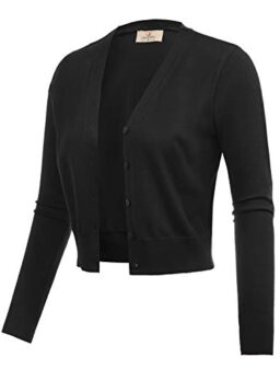 GRACE KARIN Women's Open Front Knit Cropped Bolero Shrug Cardigan Sweater Long Sleeve (S-4XL)
