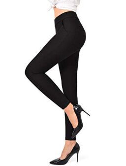 Ginasy Dress Pants for Women Business Casual Stretch Pull On Work Office Dressy Leggings Skinny Trousers with Pockets