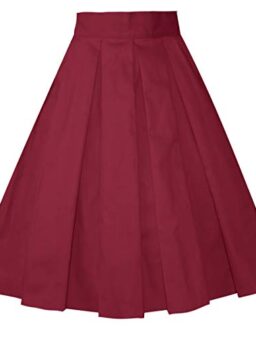 Girstunm Women's Pleated Vintage Skirt Floral Print A-line Midi Skirts with Pockets