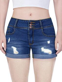 Govc Women Casual Summer Mid Waist Stretchy Denim Jean Shorts Junior Short Jean