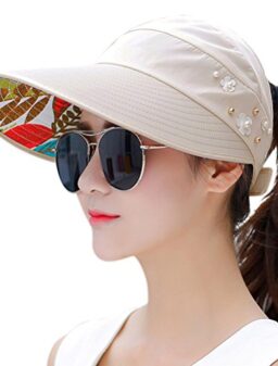 HINDAWI Sun Hats for Women Wide Brim Sun Hat UV Protection Caps Floppy Beach Packable Visor