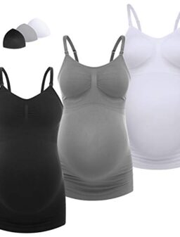 HOFISH Women's Breast Feeding Tops,Maternity Nursing Cami with Build in Shelf Bra