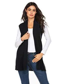 HOTLOOX Women's Long Sleeveless Vest Draped Open Front Cardigan Vest with Pocket