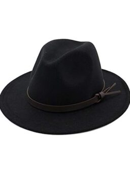 HUDANHUWEI Womens Fedora Hats with Belt Buckle Wide Brim Panama Fedora Cap