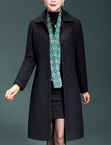 Haellun Women's Warm Single Breasted Pea Coat Winter Outwear Wool Blend Coat - Image 3