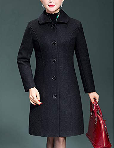 Haellun Women's Warm Single Breasted Pea Coat Winter Outwear Wool Blend Coat - Image 6