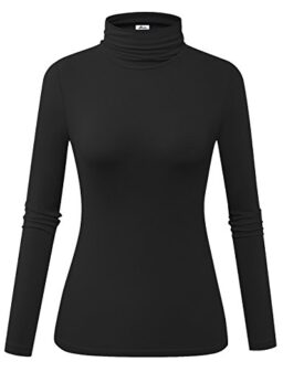Herou Womens Long Sleeve Turtleneck Slim Fitted Lightweight Casual Active Layer Tops Shirts