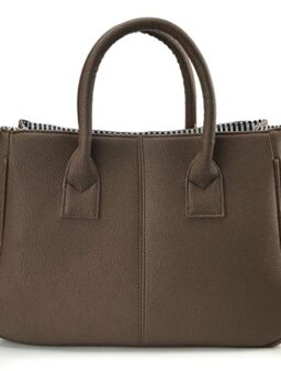 Hoxis Classical Office Lady Minimalist Pebbled Faux Leather Handbag Tote/Magnetic Snap Purse (Coffe)