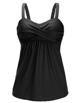 Hyling Womens Tankini Swimsuits Ruched Two Pieces Tankini with Triangle Tummy Cover Swimwear