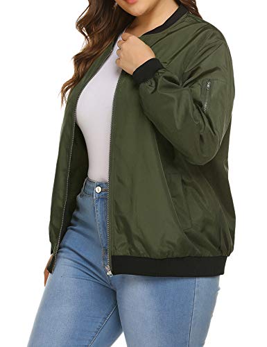 IN'VOLAND Womens Jacket Plus Size Bomber Jackets Lightweight with Pockets Zip Up Quilted Casual Coat Outwear - Image 3