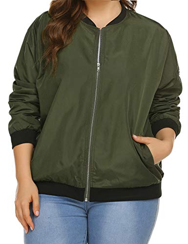 IN'VOLAND Womens Jacket Plus Size Bomber Jackets Lightweight with Pockets Zip Up Quilted Casual Coat Outwear - Image 4