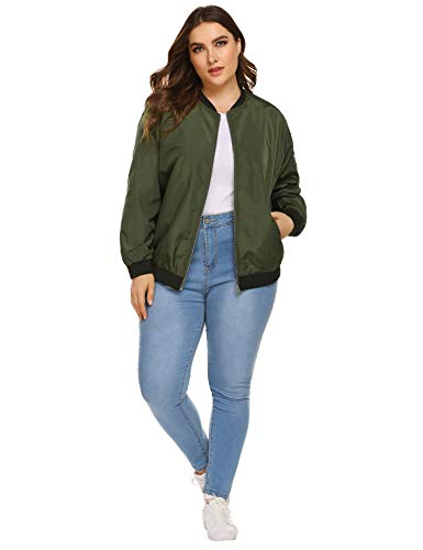 IN'VOLAND Womens Jacket Plus Size Bomber Jackets Lightweight with Pockets Zip Up Quilted Casual Coat Outwear - Image 6
