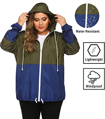 IN'VOLAND Women's Plus Size Rain Jacket Waterproof Rain Coat Windbreaker Raincoats with Pocket - Image 3