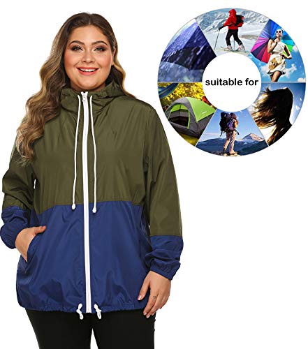IN'VOLAND Women's Plus Size Rain Jacket Waterproof Rain Coat Windbreaker Raincoats with Pocket - Image 4