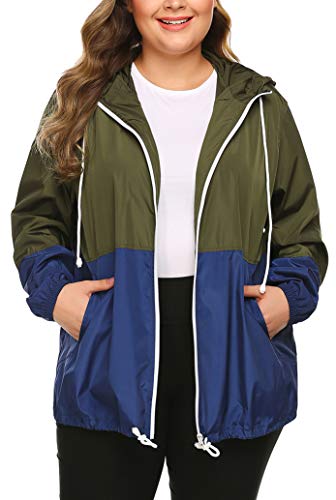 IN'VOLAND Women's Plus Size Rain Jacket Waterproof Rain Coat Windbreaker Raincoats with Pocket