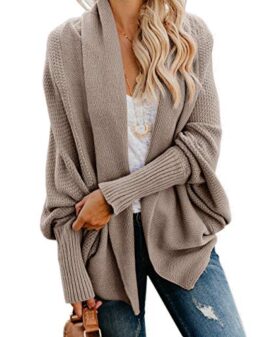Imily Bela Women's Kimono Batwing Cable Knitted Slouchy Oversized Wrap Cardigan Sweater