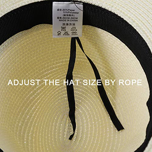 JOYEBUY Womens UPF50 Foldable Summer Straw Hat Wide Brim Fedora Sun Beach hat - Image 3
