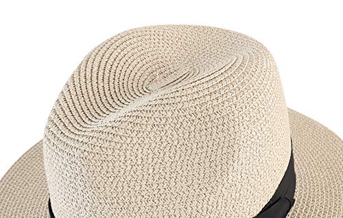 JOYEBUY Womens UPF50 Foldable Summer Straw Hat Wide Brim Fedora Sun Beach hat - Image 7
