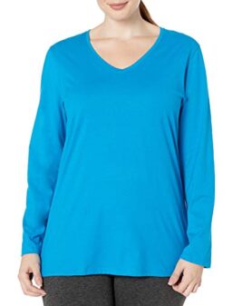 JUST MY SIZE Women's Plus Size Vneck Long Sleeve Tee