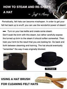Jeff & Aimy Unisex Men 100% Wool Felt Fedora Hat with Belt Buckle Wide Brim Panama Hat Winter Church Derby Party Hats…