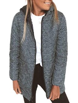 KIRUNDO 2021 Winter Women’s Lightweight Jacket Water-Resistant Puffer Coat Zipped Up Leopard Outwear