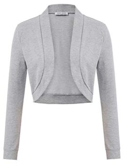 Kate Kasin Women Vintage Open Front Cropped Bolero Shrug Cardigan Cape with Long Sleeve S-XXL