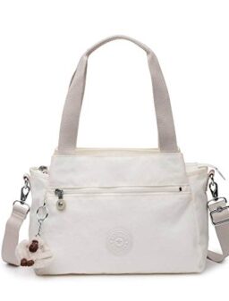 Kipling Women's Elysia Crossbody, Lightweight, Multi-Compartment Magnetic Snap Pockets, Shoulder Bag, Alabaster Tonal
