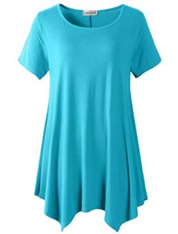 LARACE Short Sleeve Shirts for Womens Plus Size Tops Casual Summer Clothes Asymmetrical Tunic Blouses