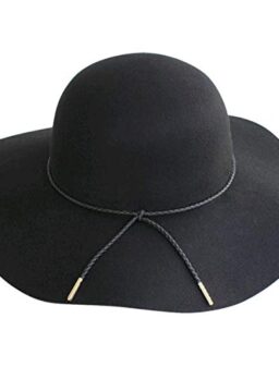 Lanzom Women Lady Retro Wide Brim Large Floppy Panama Hat Belt Wool Fedora Hat