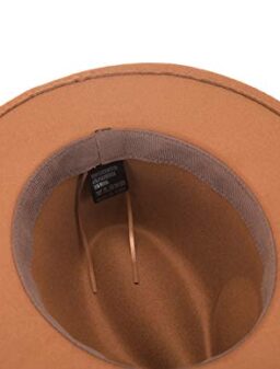 Lanzom Women Lady Retro Wide Brim Floppy Panama Hat Belt Buckle Wool Fedora Hat