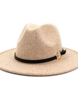 Lisianthus Women Wool Wide Brim Belt Buckle Fedora Hat