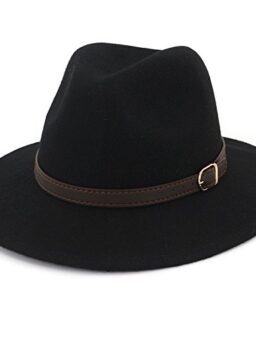 Lisianthus Women's 100% Wool Fedora Panama Hat Wide Brim with Belt