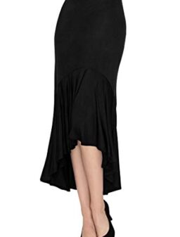 Made By Johnny Women's Asymmetrical High Low Ruffle Hem Long Maxi Skirt