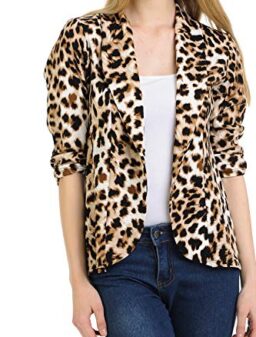 MINEFREE Women's 3/4 Ruched Sleeve Lightweight Work Office Blazer Jacket (S-3XL)