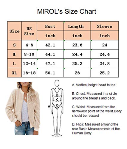 MIROL Women's Sherpa Fleece Jacket Faux Fuzzy Long Sleeve Casual Zip Up Bomber Coat - Image 7