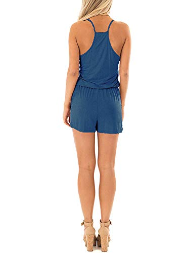 MISFAY Womens Summer Loose V Neck Spaghetti Strap Short Jumpsuit Rompers - Image 3