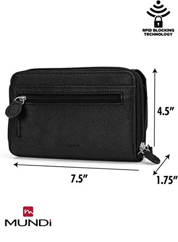 Mundi Big Fat Wallet Womens RFID Blocking Clutch Organizer Removable Wristlet ((Black)) - Image 6
