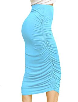 Made By Johnny Women's Slim fit Bodycon Party Club Night Out Elegant Ruched High Waist Long Pencil Skirt with Side…
