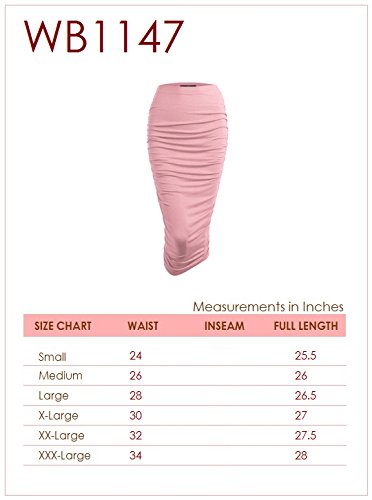 Made By Johnny Women's Slim fit Bodycon Party Club Night Out Elegant Ruched High Waist Long Pencil Skirt with Side… - Image 7