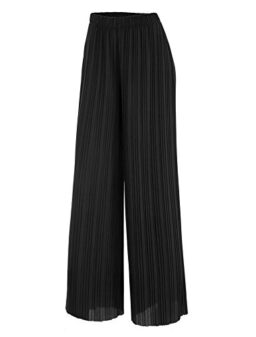 Made By Johnny Women's Pleated Wide Leg Palazzo Pants with Drawstring